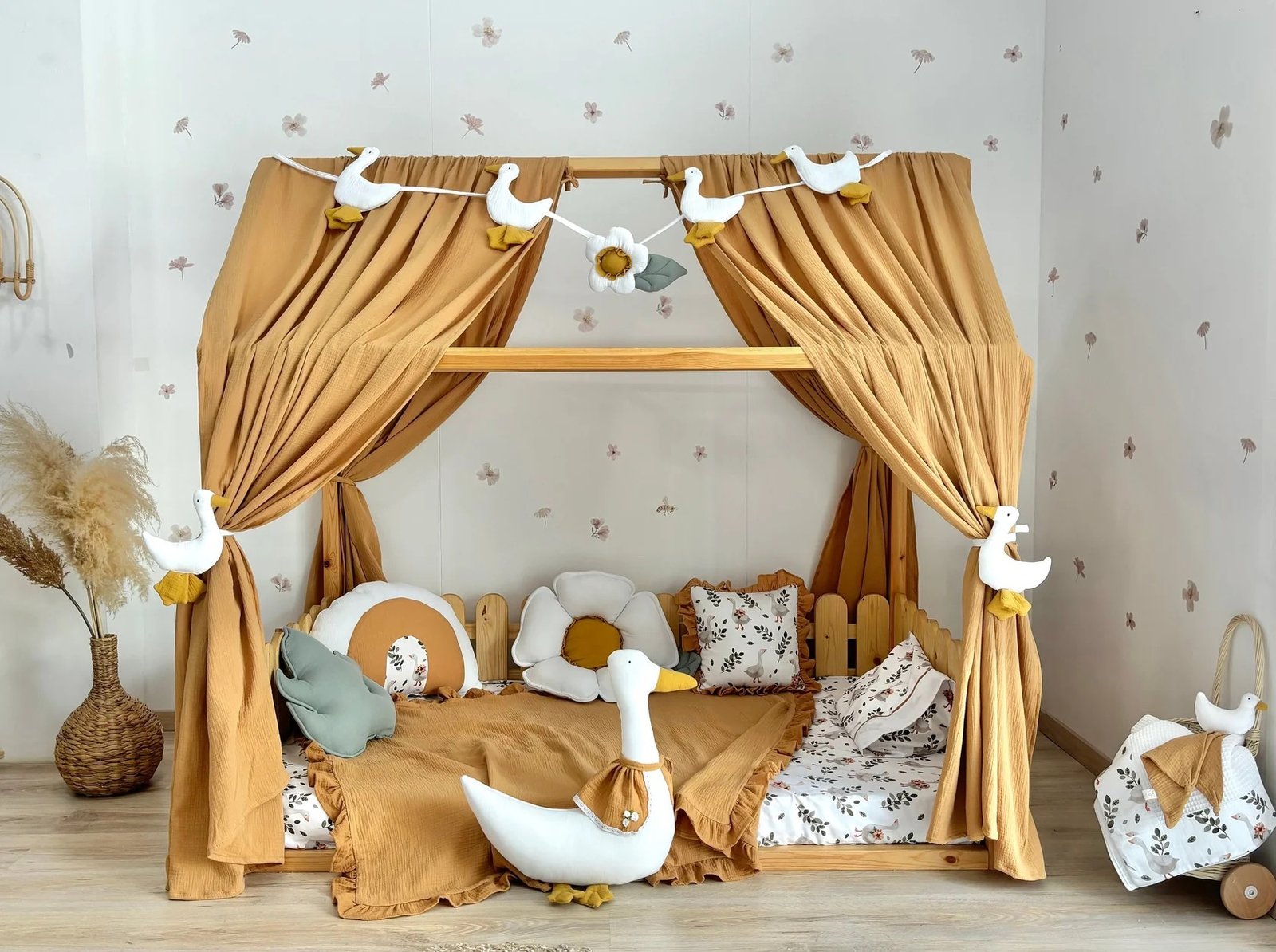Set Baldachin Gooses Für Hausbett-Caramel
